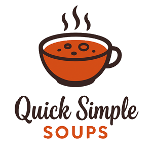 Illustration of a steaming bowl of soup above the text "Quick Simple Soups" in a bold and clear font.